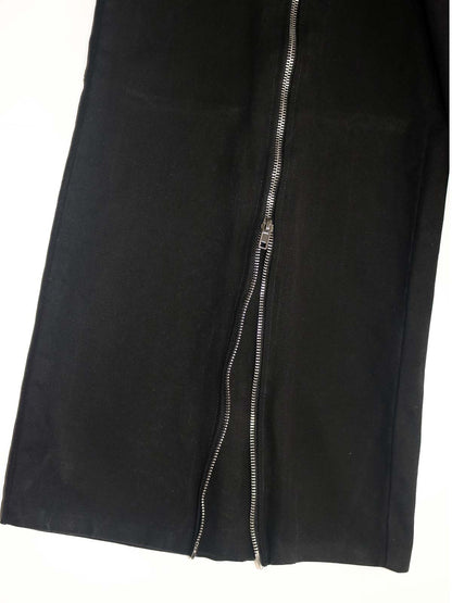 ZIP FLARE RUFFLE TRIM WIG LEG PANTS