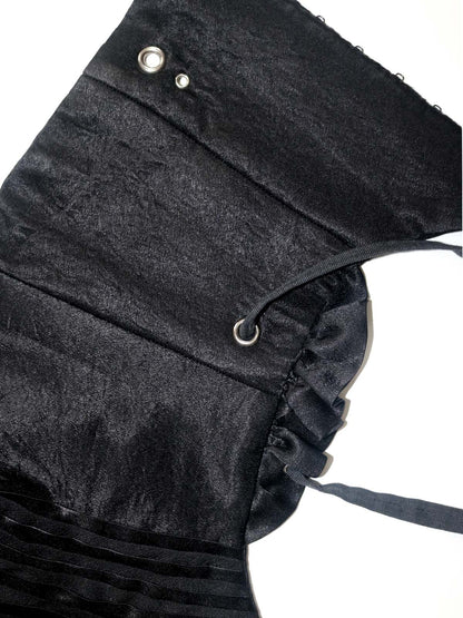 ASYMETRICAL RUFFLE TRIM GROMMET CORSET