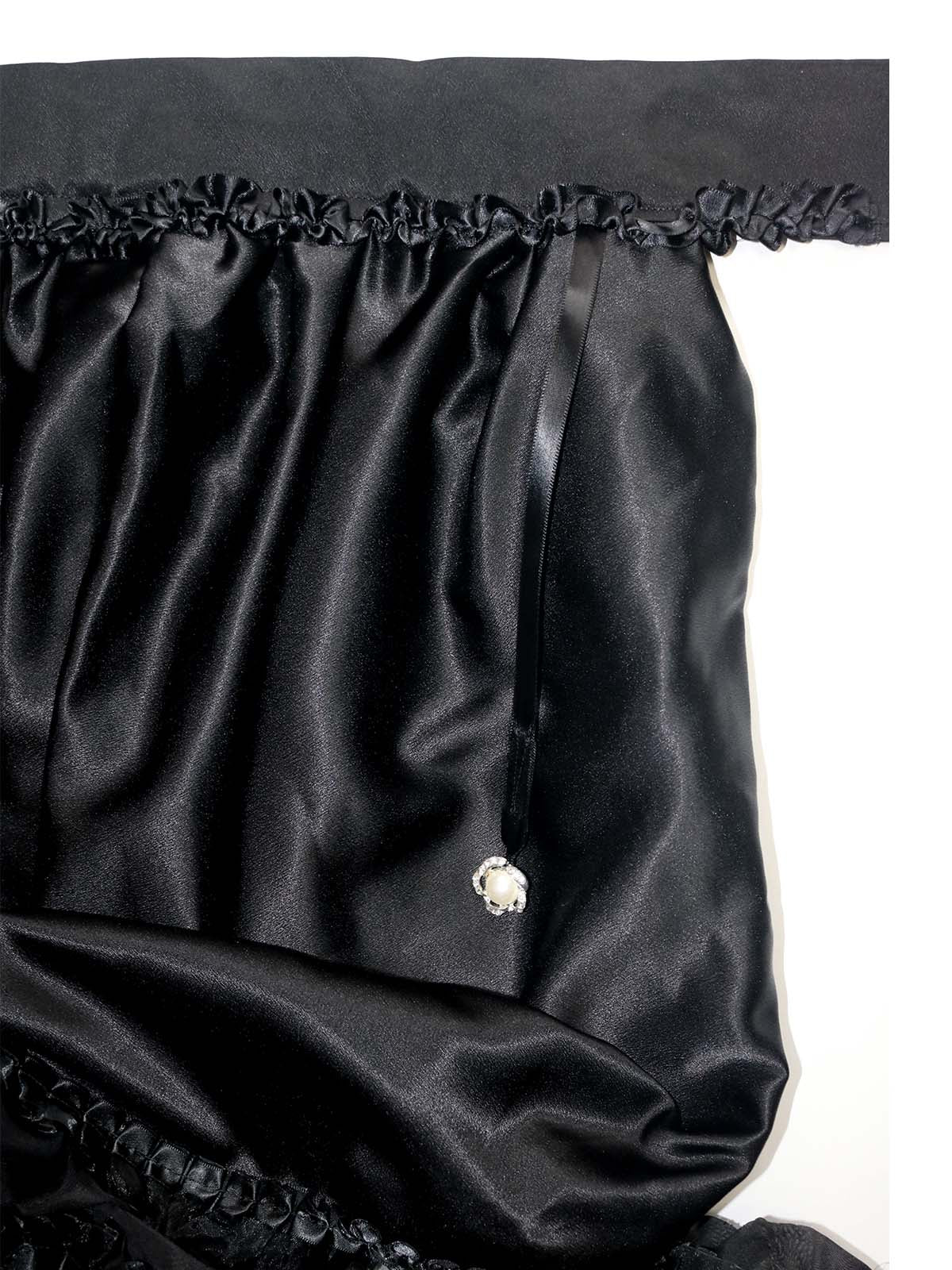 RUFFLE TRIM HIGH SLIT BALLROOM SKIRT