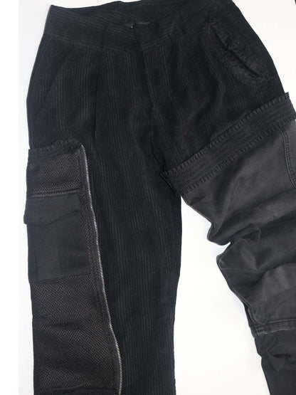 ASYMMETRICAL SLIM/WIDE STACKED RUFFLE PANTS