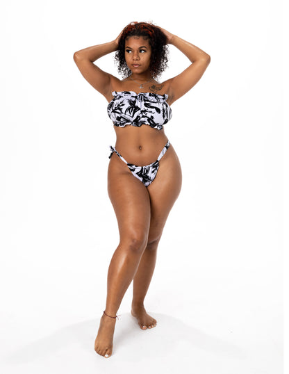 FLORAL RUFFLE TRIM BANDEU BIKINI SET