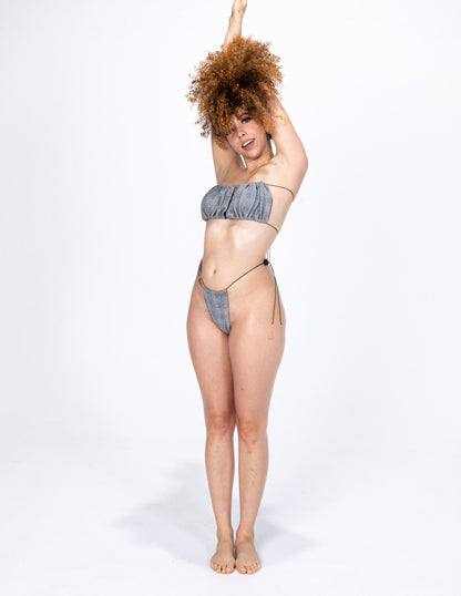 PLAID RUCCED BANDEU BIKINI SET