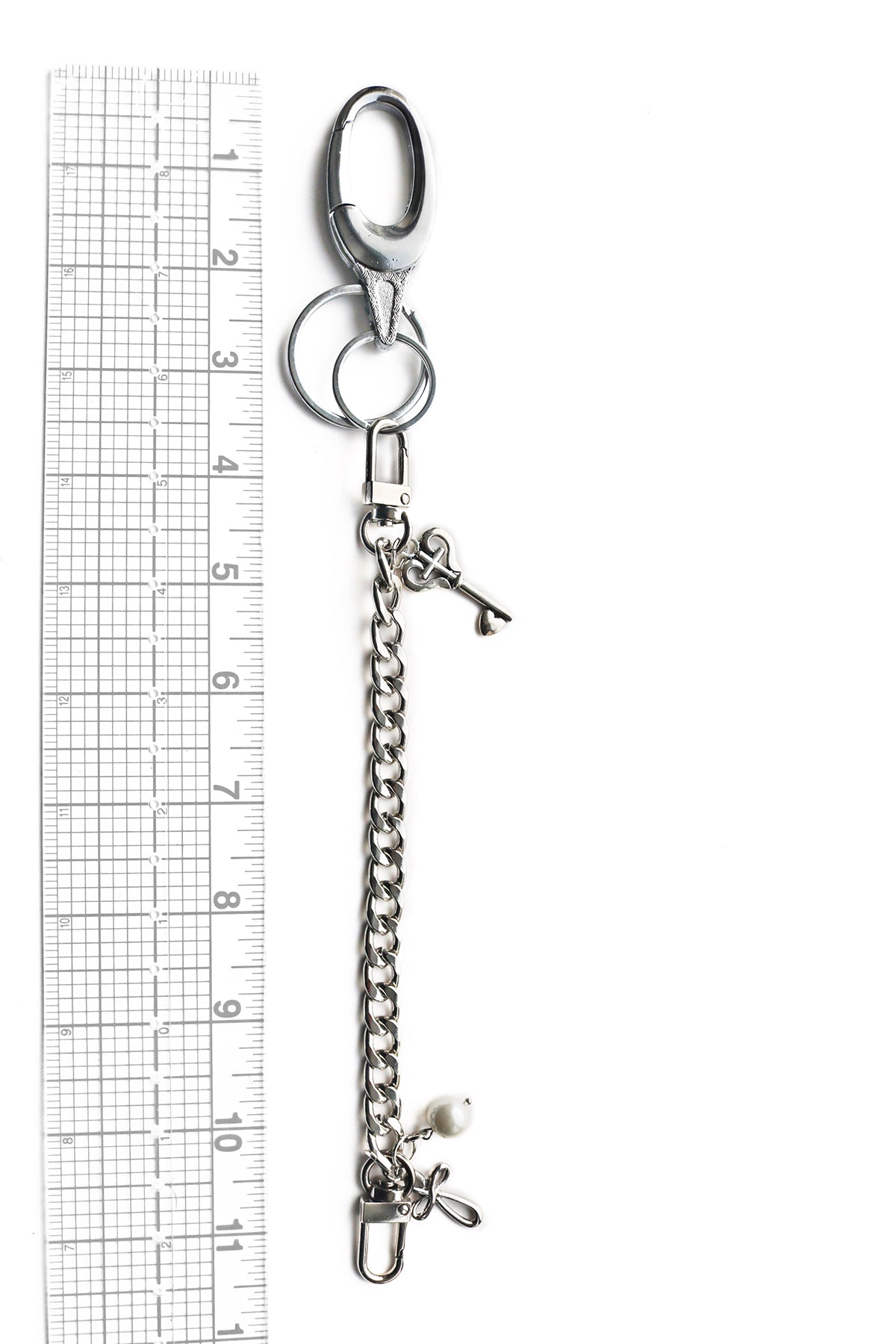 HEART KEY : CROSS : PEARL CHAIN KEYCHAIN