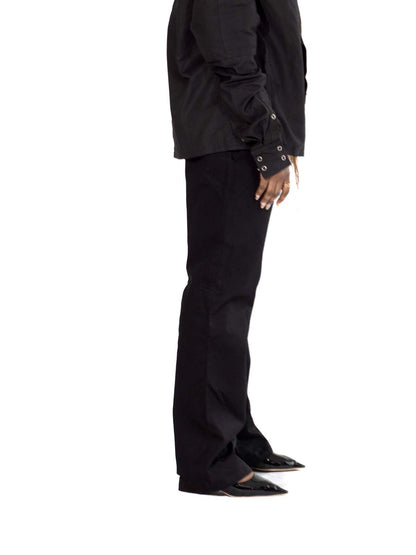 LOW RISE CLASSIC STRAIGHT LEG BLACK TROUSERS