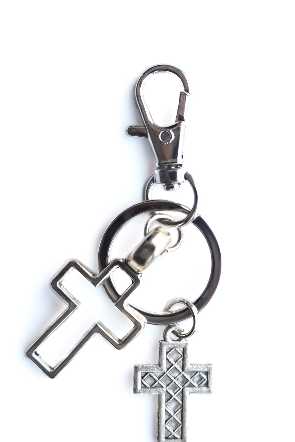DOUBLE CROSS PEARL KEYCHAIN