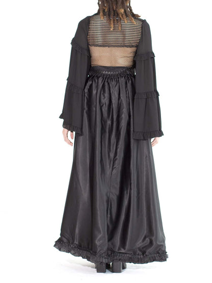RUFFLE TRIM HIGH SLIT BALLROOM SKIRT