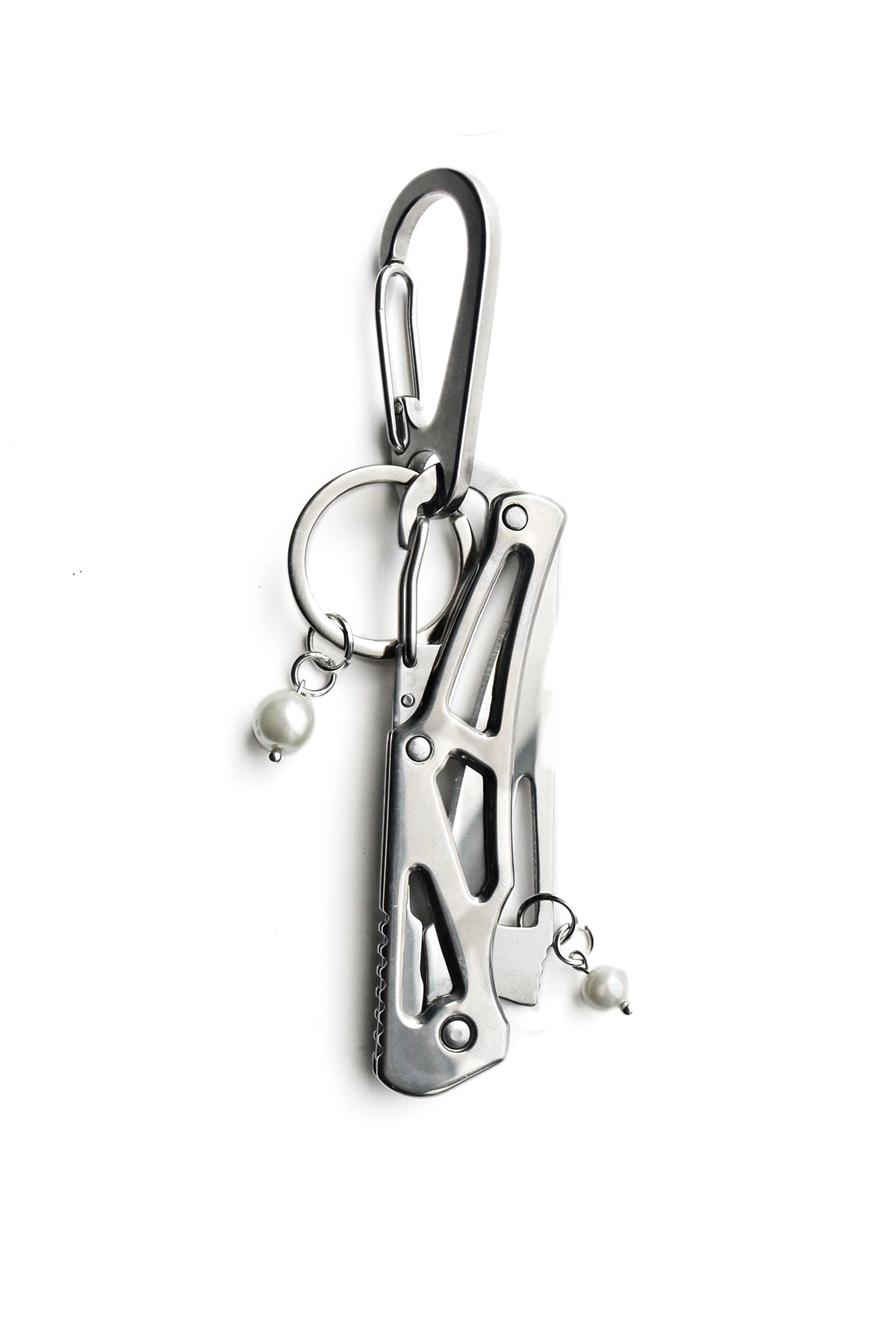 DOUBLE PEARL POCKET KNIFE KEYCHAIN