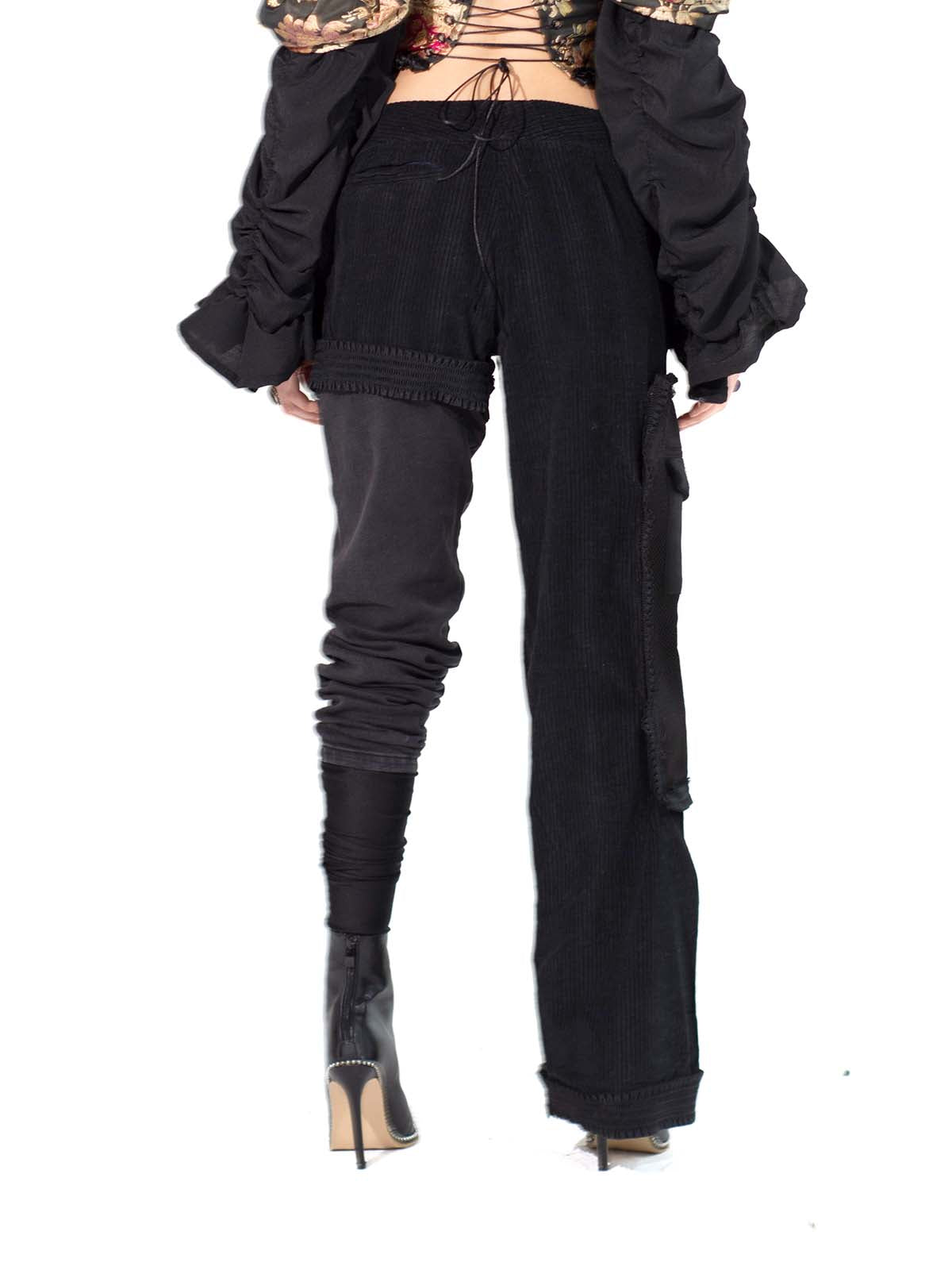 ASYMMETRICAL SLIM/WIDE STACKED RUFFLE PANTS