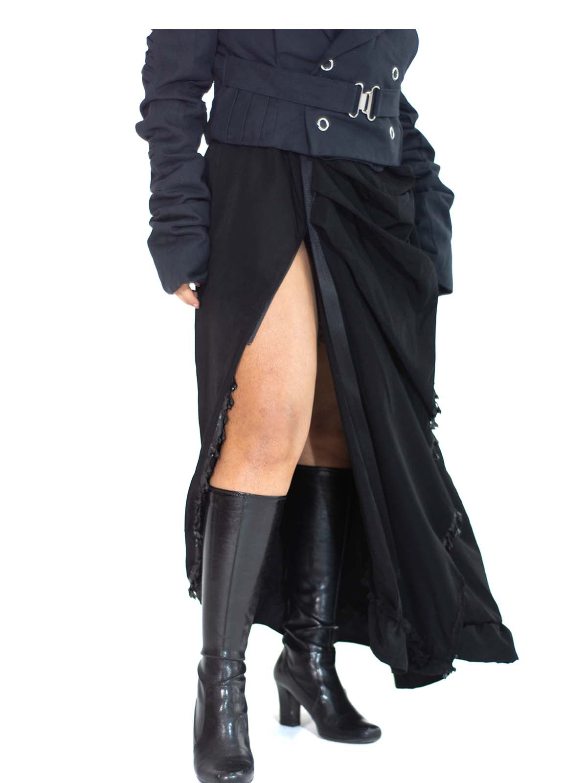 ASYMMETRICAL DOUBLE LAYERED SNAP BUCKLE JACKET