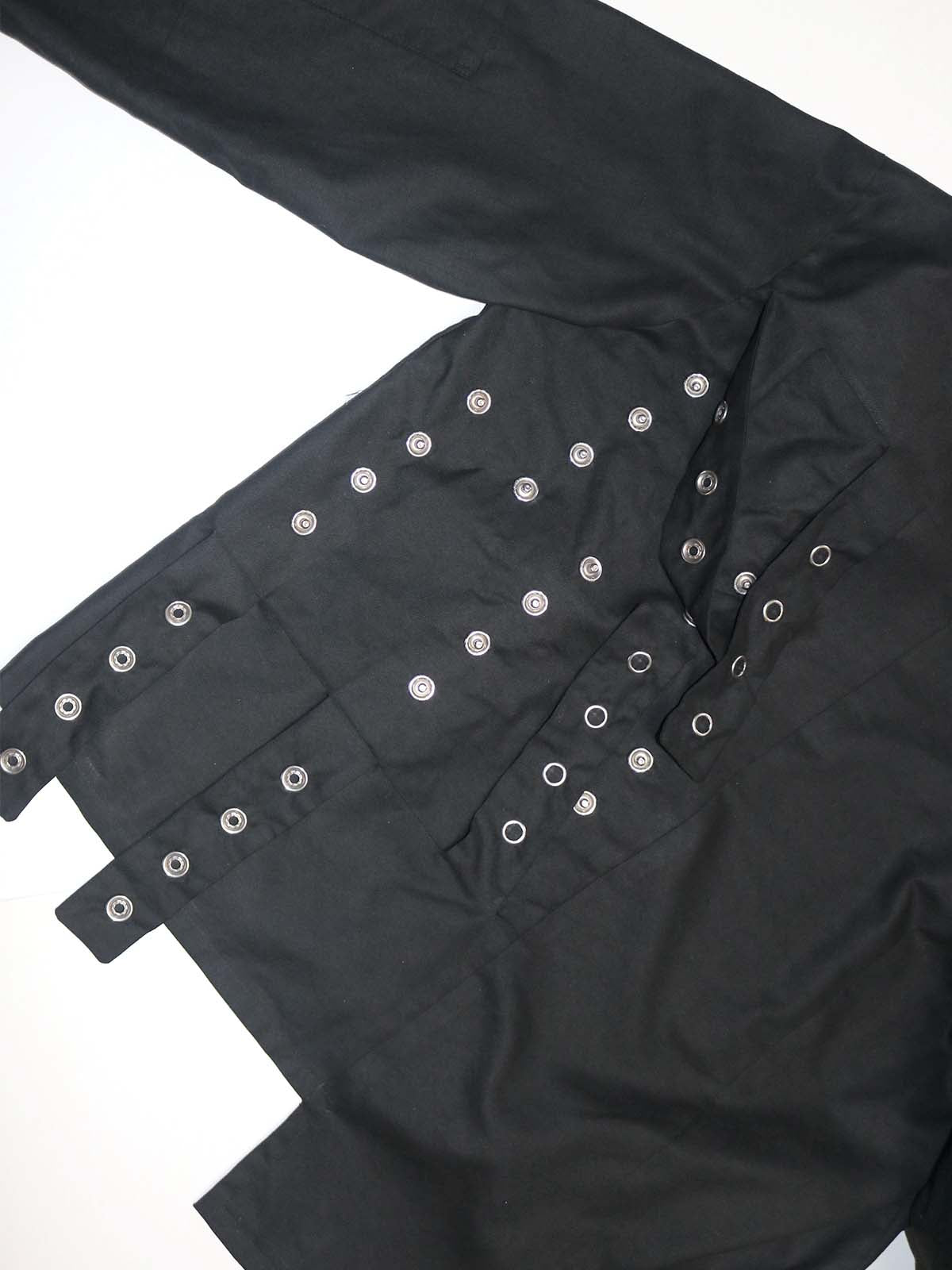 ASYMMETRICAL SNAP DETAIL PUFF SLEEVE BUTTON UP SHIRT