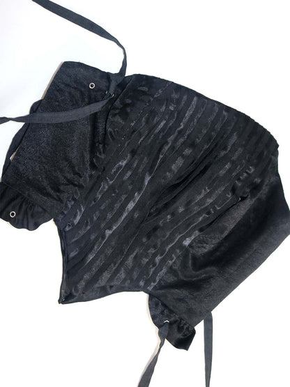 ASYMETRICAL RUFFLE TRIM GROMMET CORSET