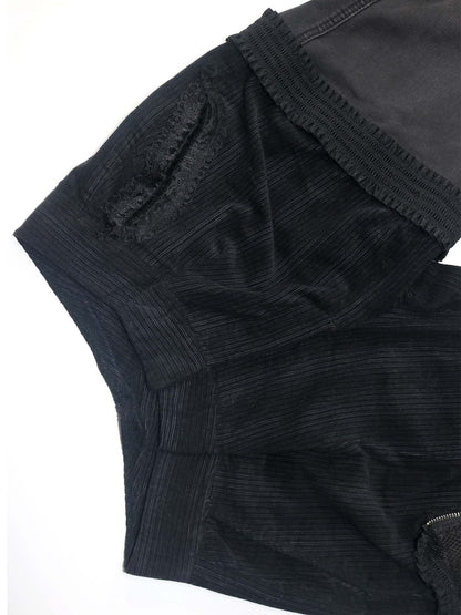 ASYMMETRICAL SLIM/WIDE STACKED RUFFLE PANTS